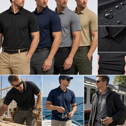 Men's Tactical Performance Polo Shirts 8-Pack Mixed Color Set - Moisture-Wicking Work & Outdoor Shirts