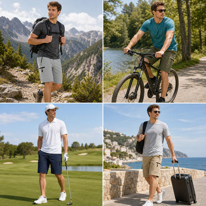 Men's Quick-Dry Hiking Cargo Shorts 8-Pack Mixed Color Set - Multi-Pocket Outdoor Shorts