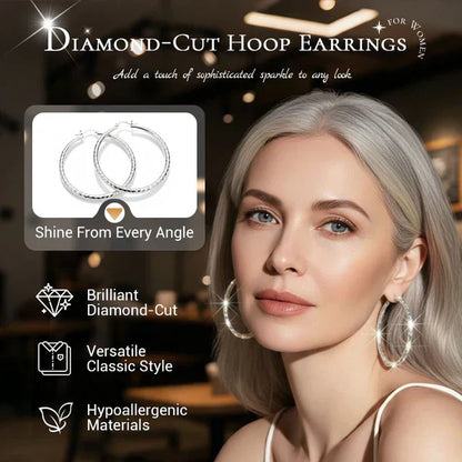 🌸 50% OFF NOW! 🌸 Diamond-Cut Hoop Earrings for Women – Elegant, Sparkling 💎ond-Cut Hoop Earrings for Women