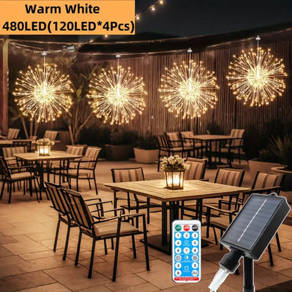 🎆 4-Pack Solar Fireworks Lights — 480 LEDs IP65 Waterproof Outdoor Garden Lights 💦