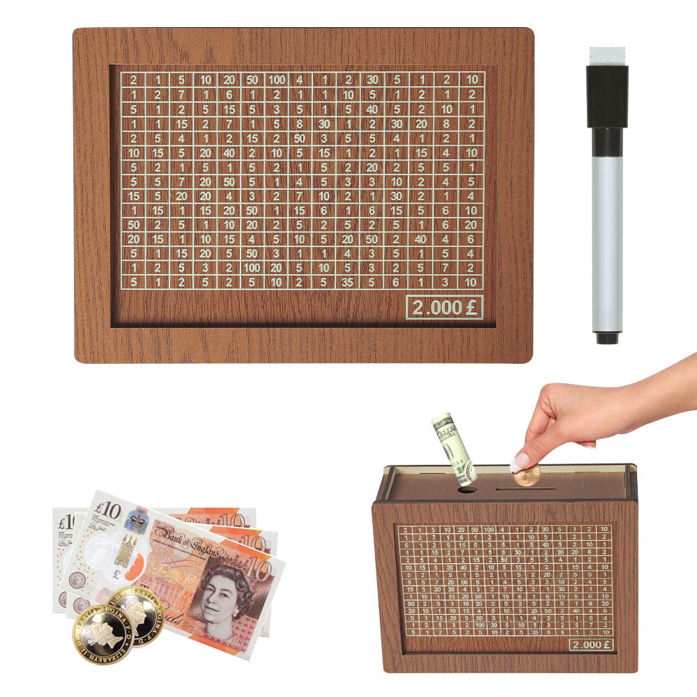 🔥Retro Style Wooden Money Box with Counter Piggy Bank Handmade Saving Money Goal Piggy Bank