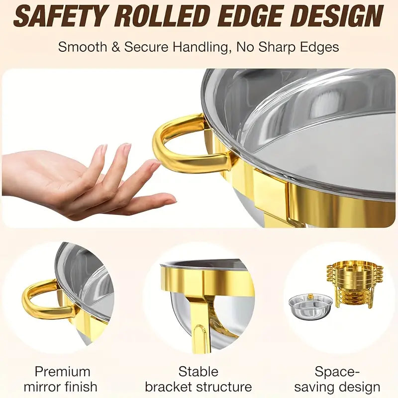 🍽️ LIMITED-TIME 50% OFF! ✨ Stainless Steel Chafing Dish Set – 5QT, Gold, Professional Buffet Warmer ⭐