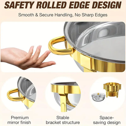 🍽️ LIMITED-TIME 50% OFF! ✨ Stainless Steel Chafing Dish Set – 5QT, Gold, Professional Buffet Warmer ⭐