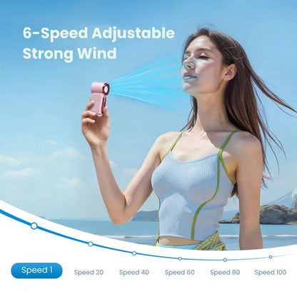 💨 Mini handventilator met LED-display | 🧊6 snelheden, 10,7 uur koelte | Weegt niets – gaat overal heen