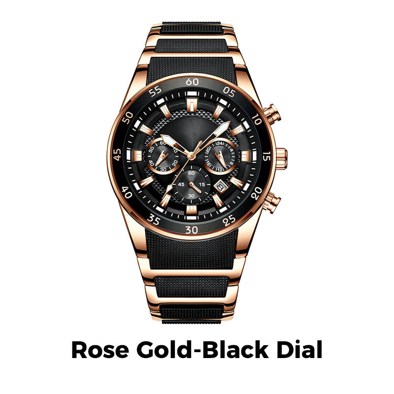 ⌚ 50% OFF NOW! ✨ Men's Waterproof Multifunctional Quartz Watch – Chronograph Design, Luminous Hands & Stainless Steel 🌊