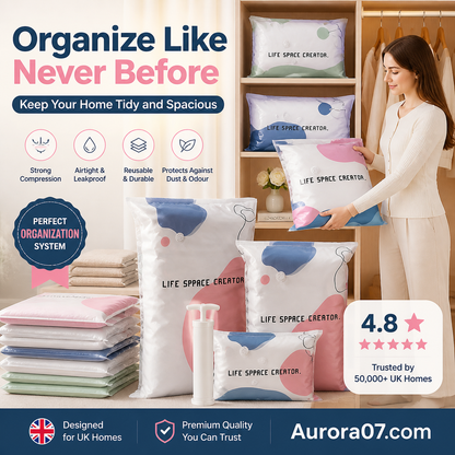 💐 BUY 2, GET 1 FREE! 🧳No‑Pump Vacuum Storage Bags – Press & seal, no pump needed. Saves 80% space, keeps clothes dry & dust‑free. Perfect for bulky bedding & off‑season gear. 🛏️🗄️