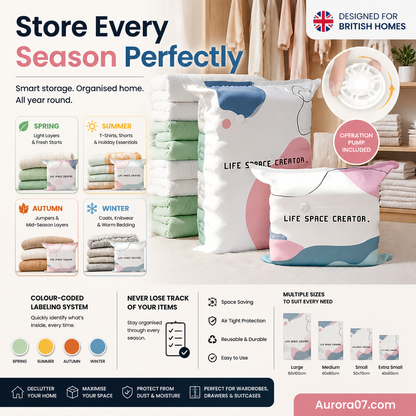 💐 BUY 2, GET 1 FREE! 🧳No‑Pump Vacuum Storage Bags – Press & seal, no pump needed. Saves 80% space, keeps clothes dry & dust‑free. Perfect for bulky bedding & off‑season gear. 🛏️🗄️