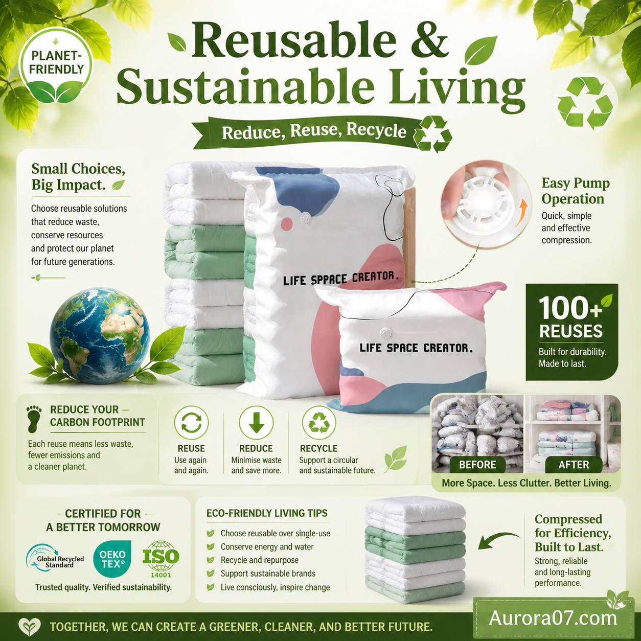 💐 BUY 2, GET 1 FREE! 🧳No‑Pump Vacuum Storage Bags – Press & seal, no pump needed. Saves 80% space, keeps clothes dry & dust‑free. Perfect for bulky bedding & off‑season gear. 🛏️🗄️