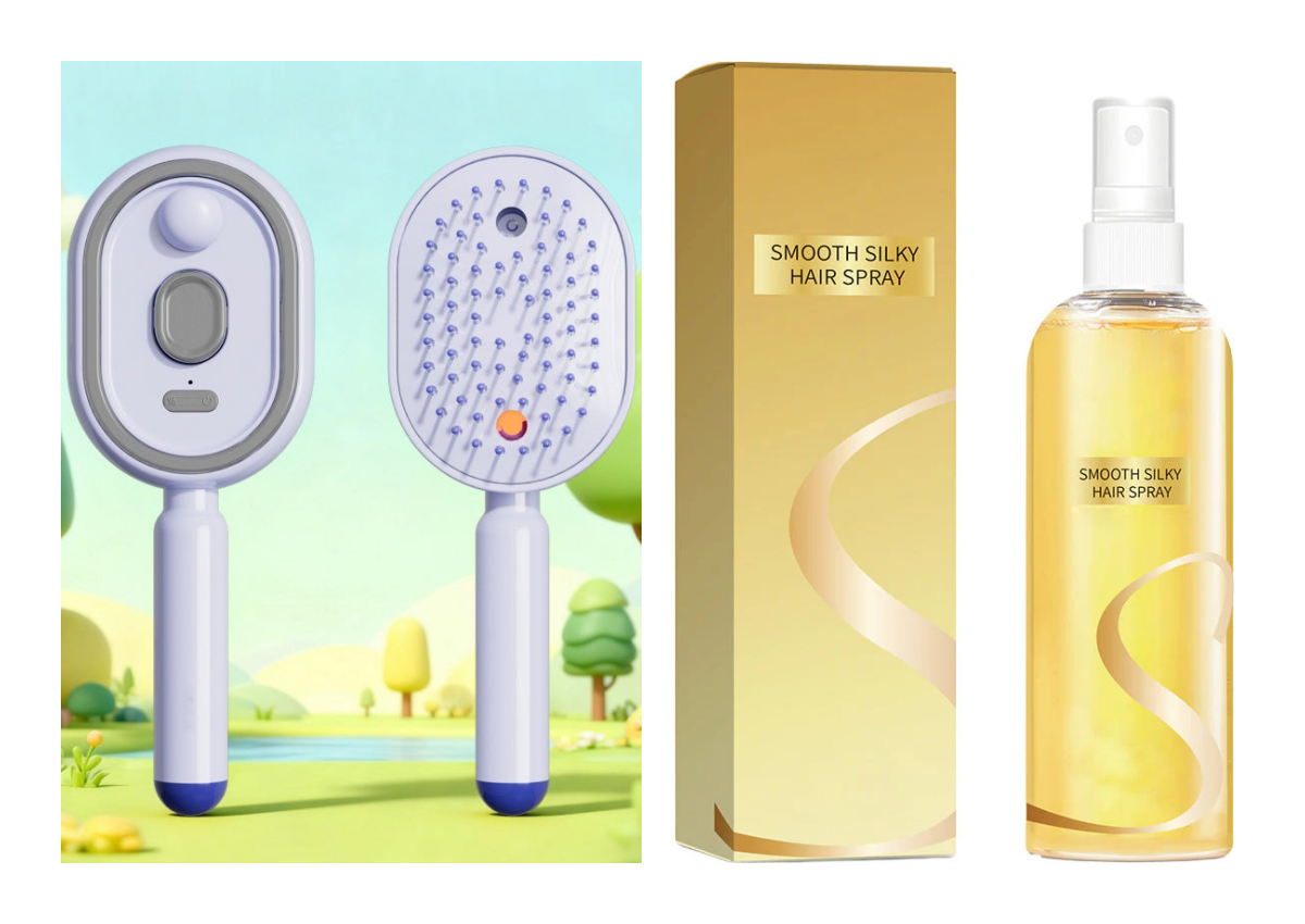 💖ProGlide™🇬🇧 Scalp Massager Comb 💆‍♀️ – Self-Cleaning 🧼, Tangle-Free ✂️ & Frizz-Control Hair Brush with Soothing Mist Spray 💨✨ | Perfect for Dry, Brittle Hair 💧🌟