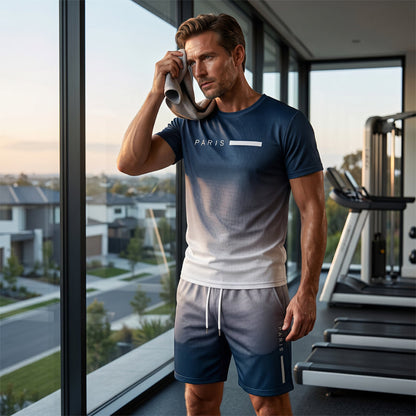 🔥LIMITED TIME 70% OFF!🔥 🏖️Summer Cool Deal: ONLY ￡15.99!!😎Men's Gradient Color T-Shirt & Shorts Set