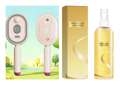 💖ProGlide™🇬🇧 Scalp Massager Comb 💆‍♀️ – Self-Cleaning 🧼, Tangle-Free ✂️ & Frizz-Control Hair Brush with Soothing Mist Spray 💨✨ | Perfect for Dry, Brittle Hair 💧🌟