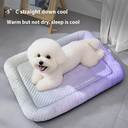 ⏳LAST DAY SALE ❄️Pawchill™🇬🇧Pet Cooling Mat for Dogs & Cats 🐾  Naturally Cool Ice-Silk Pad • Breathable, Washable & Soft 🌿  For Floors, Sofas & Car Travel • Multiple Sizes • Gradient Colours ☀️🐶🐱