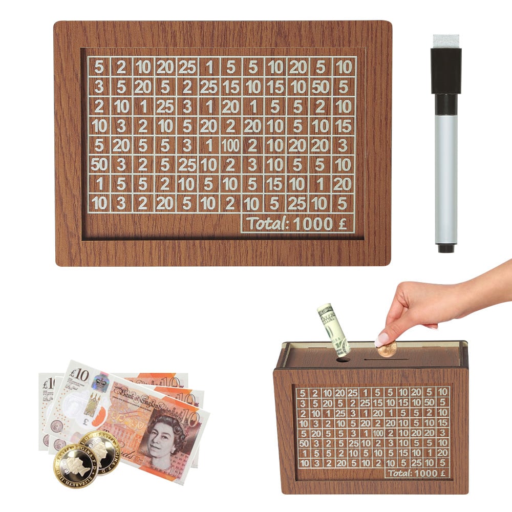 🔥Retro Style Wooden Money Box with Counter Piggy Bank Handmade Saving Money Goal Piggy Bank