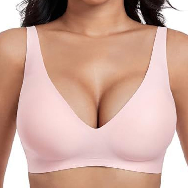 Jelly Wireless Womens Comfortable Wireless Bras Push Up Bralettes Seamless Tshirts Bras Deep V Everyday Bras
