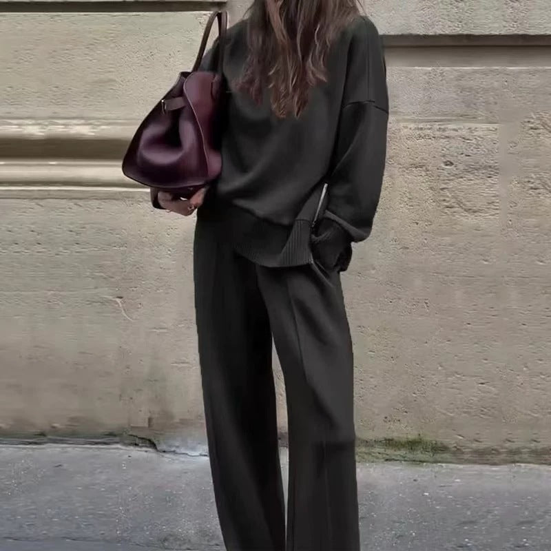 💥High-Neck Side-Zip Sweatshirt & Pants Set 👚👖