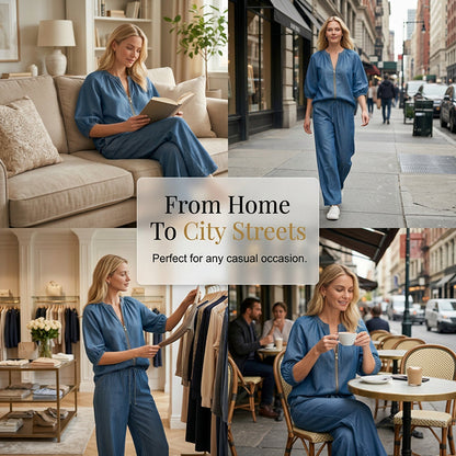 👘🌸LIMITED TIME 50% OFF!🍒50K+ SOLD! 🌸Women's Solid Color 2-Piece Casual Tracksuit Set