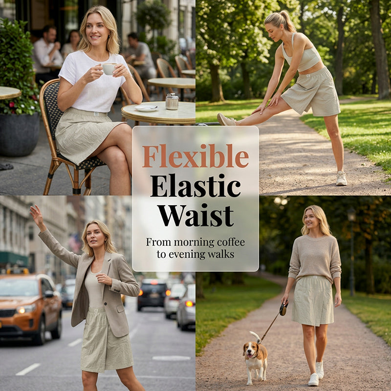 Women's Casual Elastic Waist Wrap Skort
