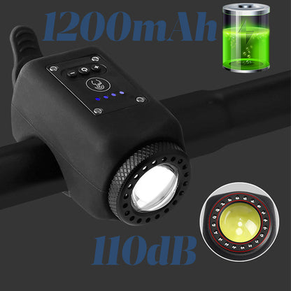 🚲 2-in-1 Fietsbel & Licht: 110dB, Waterdicht, USB-Oplaadbaar - Veilig & Stijlvol Rijden!