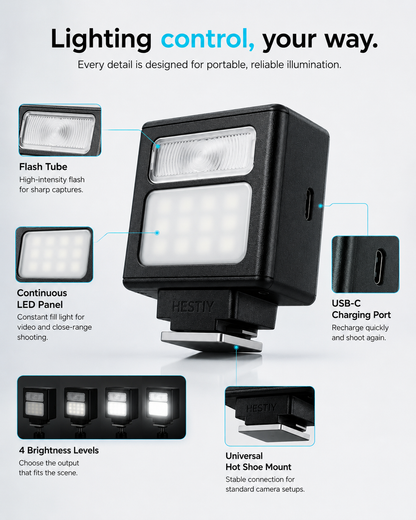 🔥50% OFF!!🔥Pocket-Sized Rechargeable Camera Flash ✈️  Free Shipping