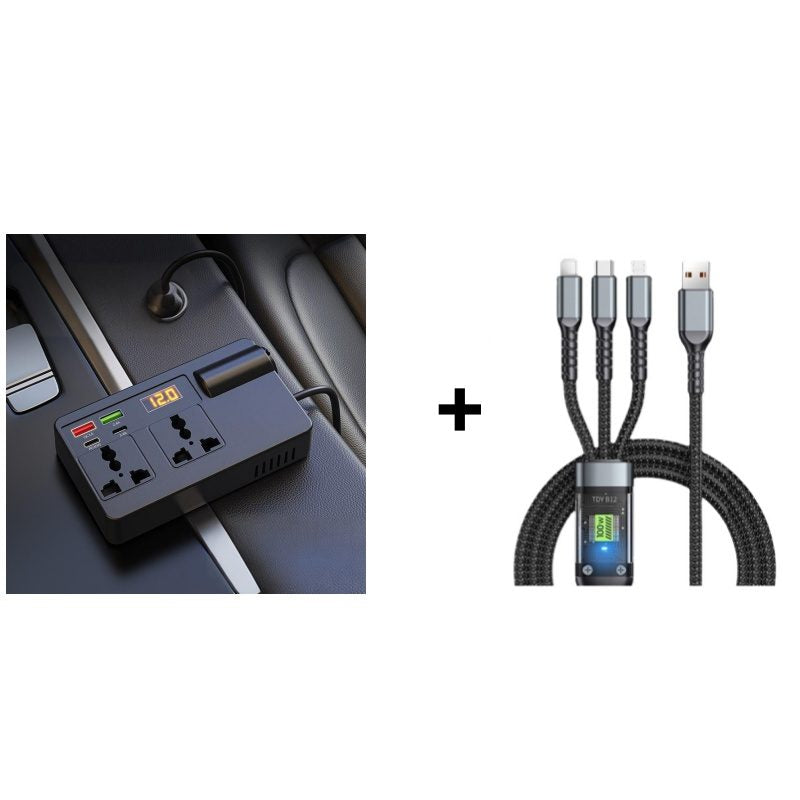 ⚡🔋Draagbare auto-omvormer 12V/24V naar 220V met digitaal display