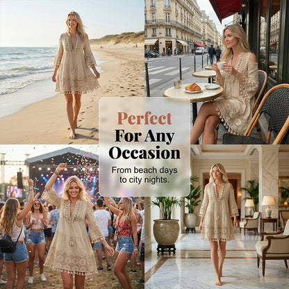 🥳SUMMER HOT SALE🥳💥50% OFF! 🔥Women's Loose Cotton Linen Embroidered Dress🌸👗