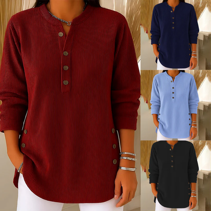 💃Women's Solid Color Crew Neck Long Sleeve Casual Loose Knit Pullover