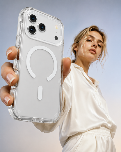 📱🧲 Shockproof Clear Magnetic Phone Case🛡️ – Strong Magnetic Lock, Anti-Yellowing & 360° Protection