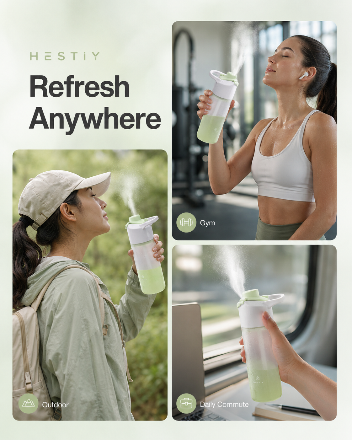 📢 40% OFF 💦 650mL Portable Outdoor Sports Spray Bottle – Fine Mist Spray, Leak-Resistant Design & Portable Carry Handle 🌿