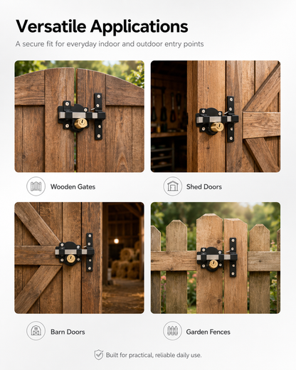 🔒 LIMITED-TIME 50% OFF! ✨ Heavy-Duty Long Throw Gate Lock – Dual-Sided Key, 5 Keys Included 🏡