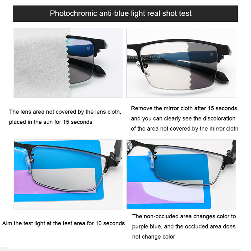 Titanium Multifocale Leesbrillen - Fotochromatisch Progressief Dubbel Licht Blauwlichtfilter