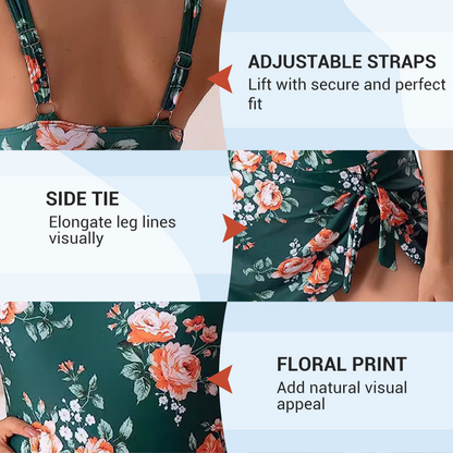 ⏳👙 LIMITED-TIME OFFER 50% OFF! Women's One-Piece Swimsuit with Tie Skirt & Built-in Shorts – High Waist for Tummy Control, Adjustable Straps, Removable Pads, Perfect for Beach & Pool 🌊