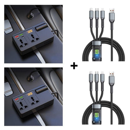 ⚡🔋Draagbare auto-omvormer 12V/24V naar 220V met digitaal display