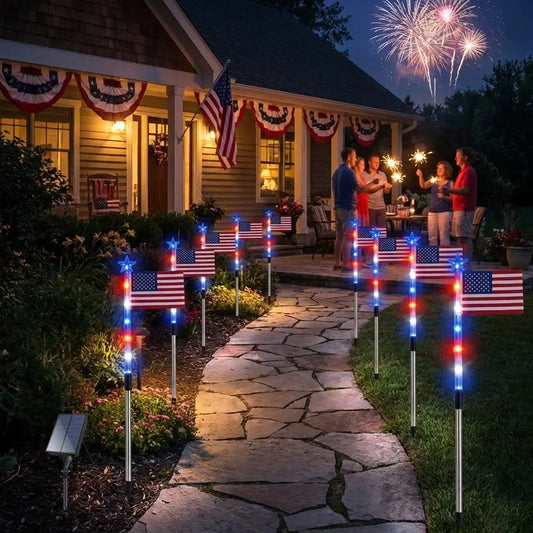 🔥Independence Day Promotion🦅Waterproof Solar 8-Piece Flag Light Set