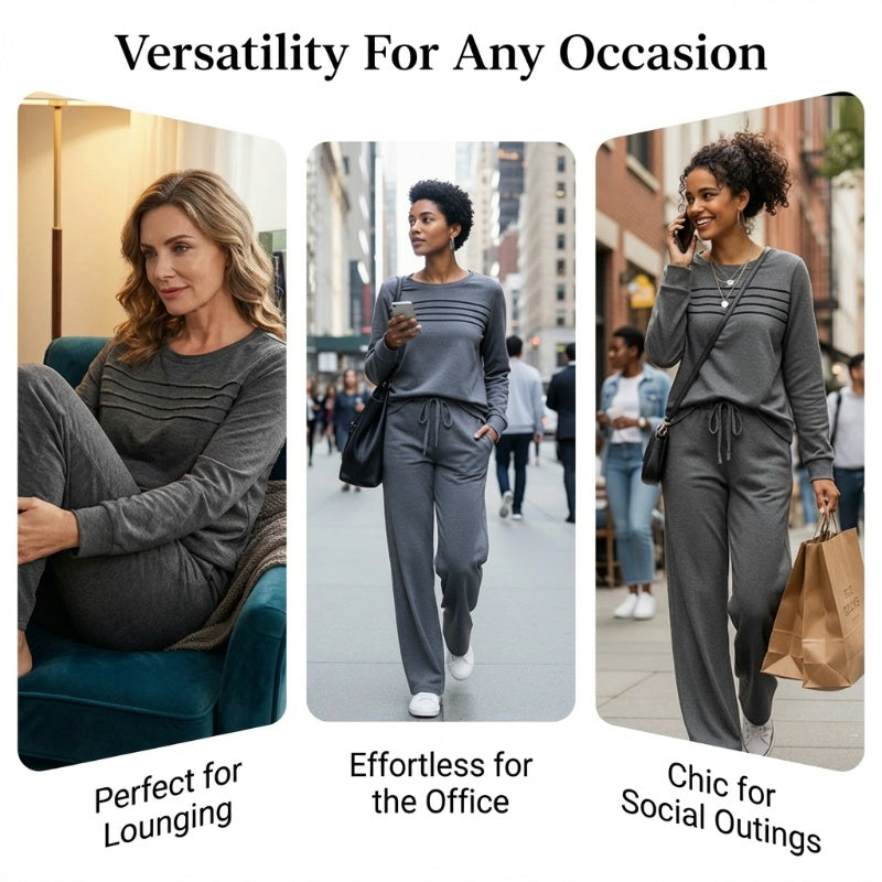 💐Women's Crew Neck Top & Drawstring Pants Set