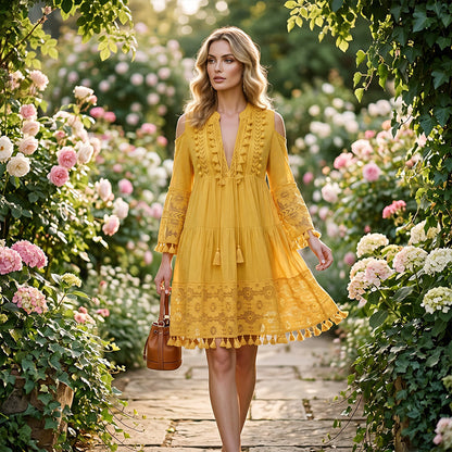 🥳SUMMER HOT SALE🥳💥50% OFF! 🔥Women's Loose Cotton Linen Embroidered Dress🌸👗