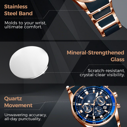 ⌚ 50% OFF NOW! ✨ Men's Waterproof Multifunctional Quartz Watch – Chronograph Design, Luminous Hands & Stainless Steel 🌊