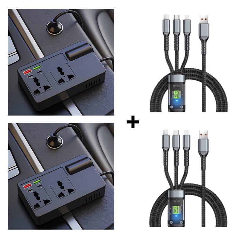 ⚡🔋Draagbare auto-omvormer 12V/24V naar 220V met digitaal display