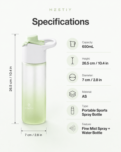📢 40% OFF 💦 650mL Portable Outdoor Sports Spray Bottle – Fine Mist Spray, Leak-Resistant Design & Portable Carry Handle 🌿