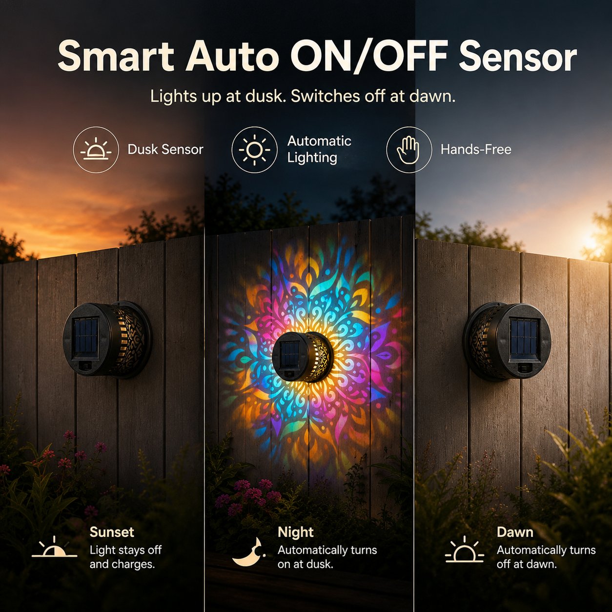 🎁2026 Nieuw binnen 50% KORTING💥🌞💡Solar Mandala wandlamp voor buiten, tuin, hekwerk, projectorlamp, terras, sfeervolle decoratie✨