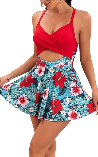 🔥Tijdelijke 👙Volslanke zwemjurk, buikverbergend, vormgevend met ingebouwde shorts