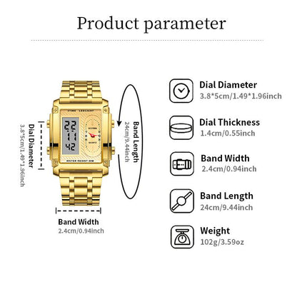 ⏳Limited Time Special 50% OFF💥🎁Men's Square Creative Dual-Movement Multifunctional Sports Watch