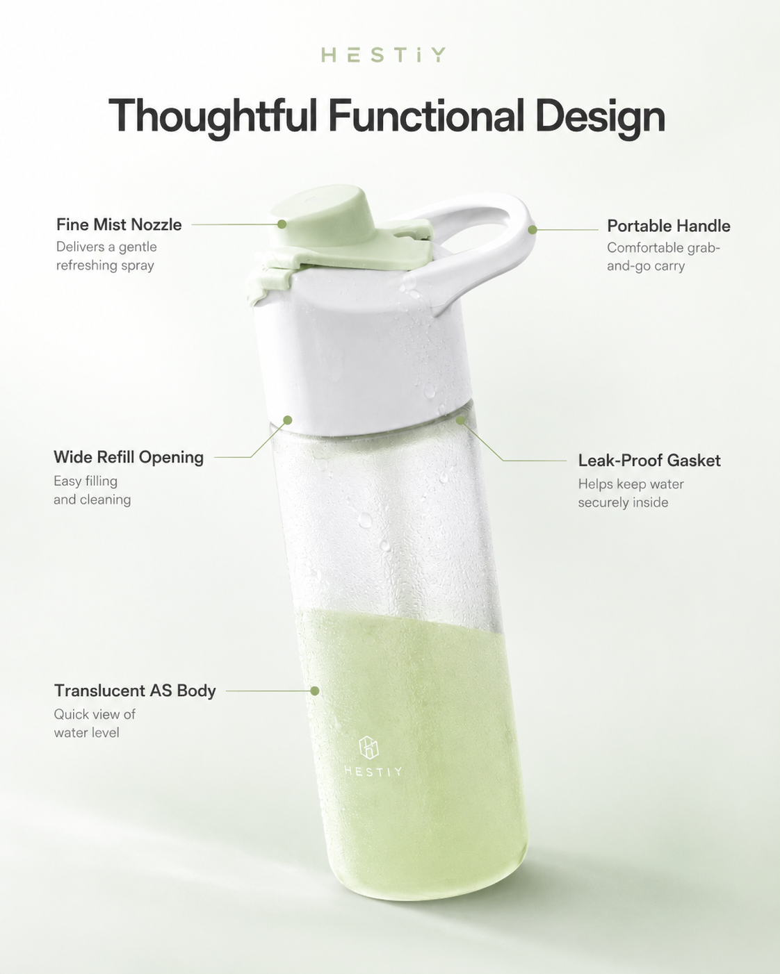 📢 40% OFF 💦 650mL Portable Outdoor Sports Spray Bottle – Fine Mist Spray, Leak-Resistant Design & Portable Carry Handle 🌿