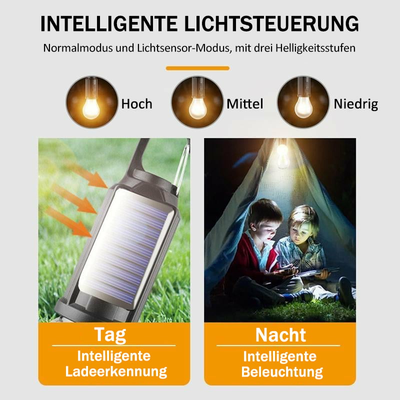 Zonne-energie tentverlichting, via USB oplaadbare LED-kampeerlantaarn