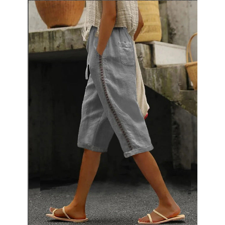 ☀️👖 Zomerbroek in caprilengte voor dames met kanten details 🧵🌸