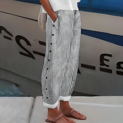 ⏳Time-Limited Special⏰Comfy Blue Striped Side Pocket Pants