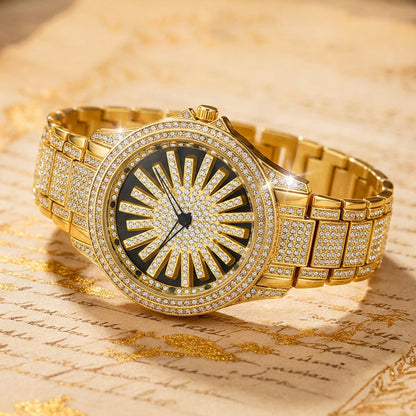 🔥2026 New Arrival ＆ Hot Sale🔥 Men's Iced-Out Watch with Rotating Dial – Sparkling Crystals, Precise Quartz & Butterfly Clasp ✨