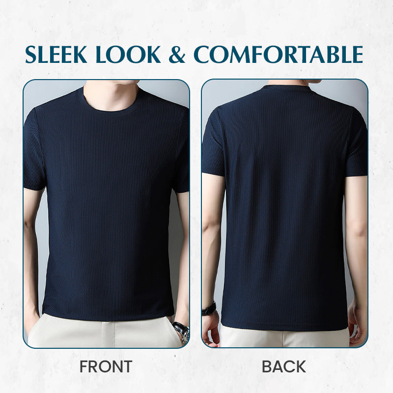 🔥Zomer Uitverkoop🔥Ademend Effen Kleur Kort Mouw Wafel T-shirt