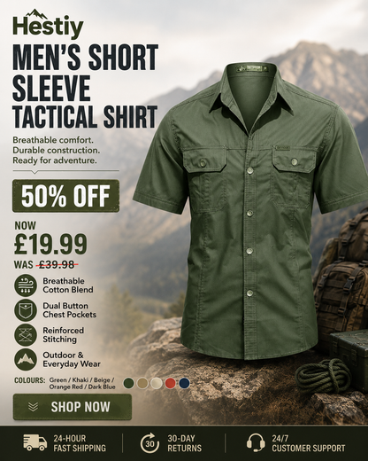 💥 Limited-50% OFF Offer   👕 Men’s Short Sleeve Tactical Shirt – Sleek, Practical & Easy to Style ✨