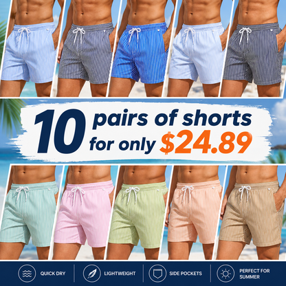 Men's Regular Fit Striped Print Shorts for Summer