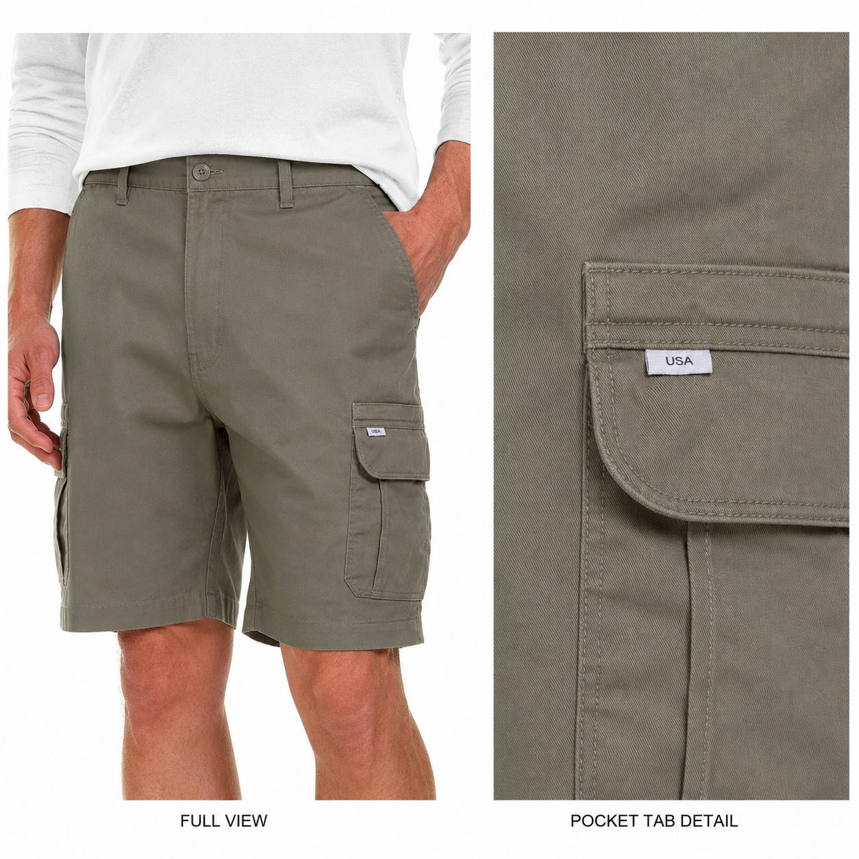 Men's Big & Tall Stretch Twill Cargo Shorts - 7-Pack Mixed Color Set - 9/10 Inch Inseam Utility Shorts